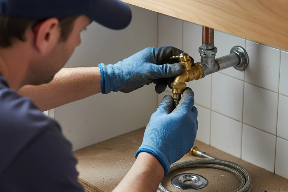 Shutoff valve and fitting work during Burst Pipe Repair in Watertown